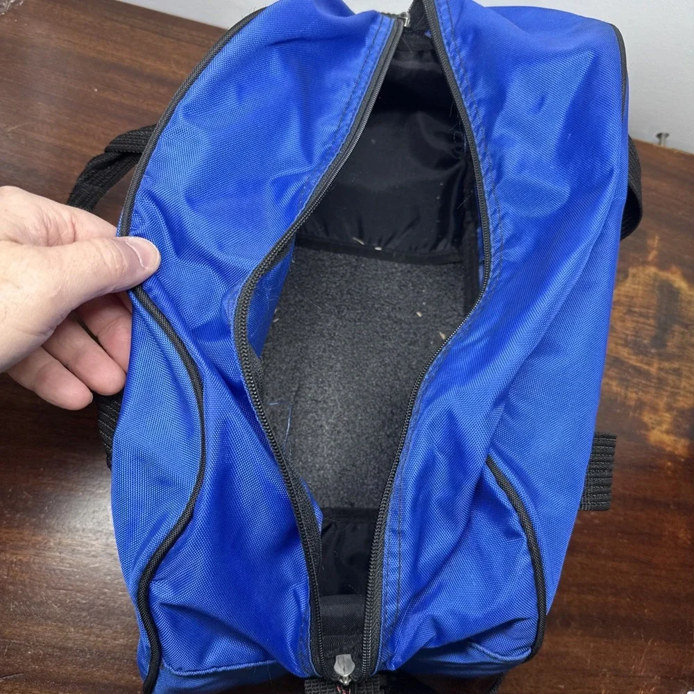 VTG Nike 90s Blue Black Gym Bag  Athletic Performance Nylon Made in Korea Retro